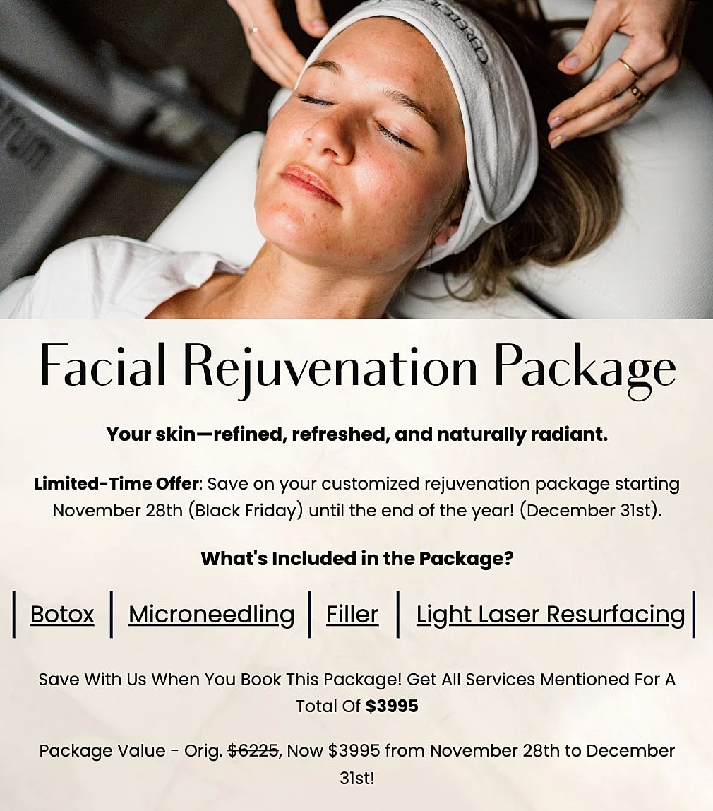 Facial rejuvenation package promotional offer graphic.
